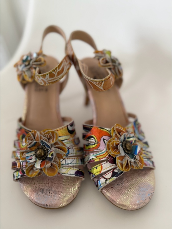 Shoes - Multicolor floral high heel sandals